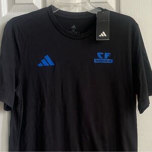 Adidas Cf Montreal Short Sleeve T Shirt Mens Medium Black Blue Team Graphics NWT